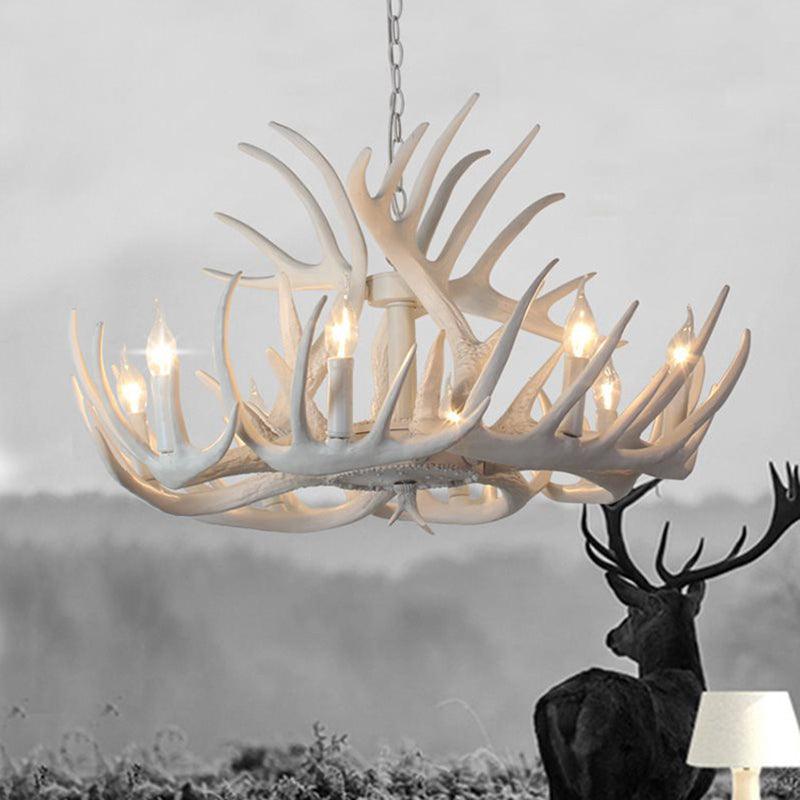Antler Shaped Dining Room Chandelier Lighting Classic Resin White Pendant Light Fixture - Rebooters