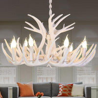 Antler Shaped Dining Room Chandelier Lighting Classic Resin White Pendant Light Fixture - Rebooters