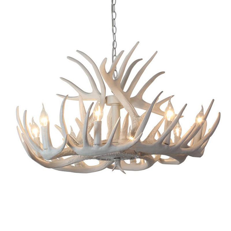Antler Shaped Dining Room Chandelier Lighting Classic Resin White Pendant Light Fixture - Rebooters