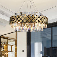 Artistic Round Suspension Lighting Clear Crystal Chandelier Gold - Rebooters