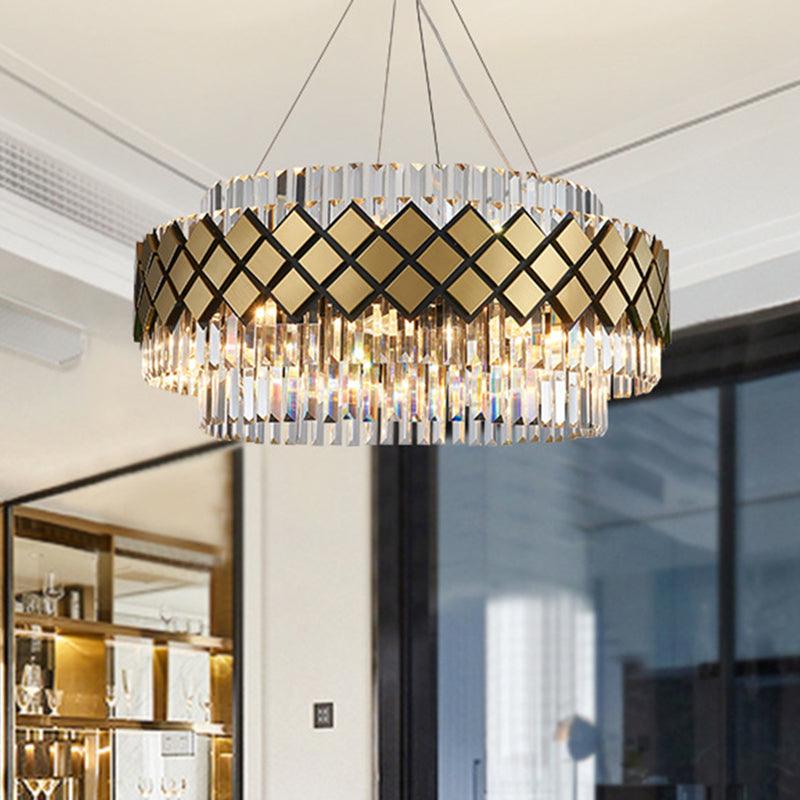 Artistic Round Suspension Lighting Clear Crystal Chandelier Gold - Rebooters