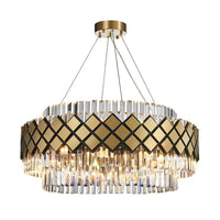 Artistic Round Suspension Lighting Clear Crystal Chandelier Gold - Rebooters