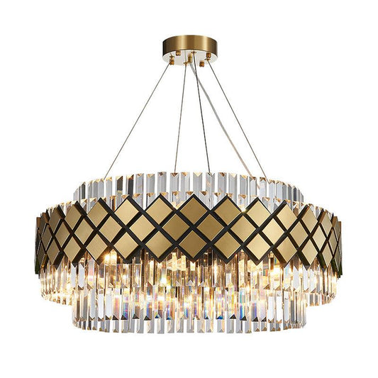 Artistic Round Suspension Lighting Clear Crystal Chandelier Gold - Rebooters
