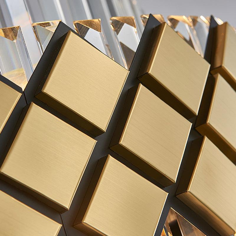 Artistic Round Suspension Lighting Clear Crystal Chandelier Gold - Rebooters