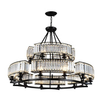 Artistic Ring Shaped Suspension Light Clear Crystal Chandelier Black - Rebooters