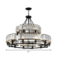 Artistic Ring Shaped Suspension Light Clear Crystal Chandelier Black - Rebooters