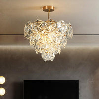 Cone Shaped Ceiling Lighting Postmodern Gold Crystal Chandelier - Rebooters