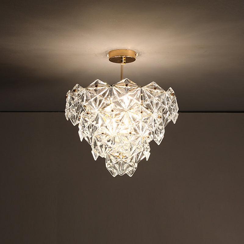 Cone Shaped Ceiling Lighting Postmodern Gold Crystal Chandelier - Rebooters