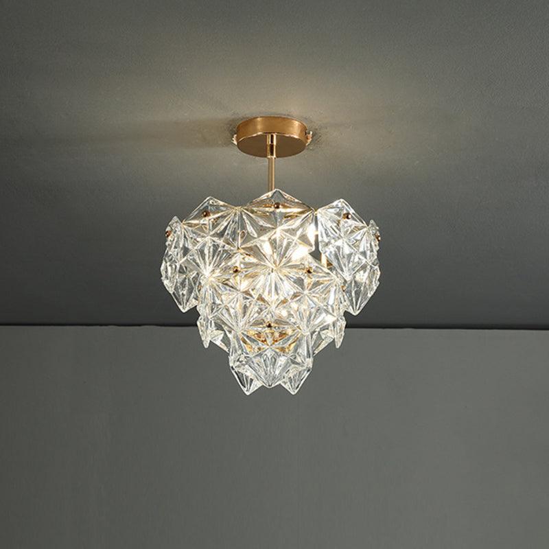 Cone Shaped Ceiling Lighting Postmodern Gold Crystal Chandelier - Rebooters