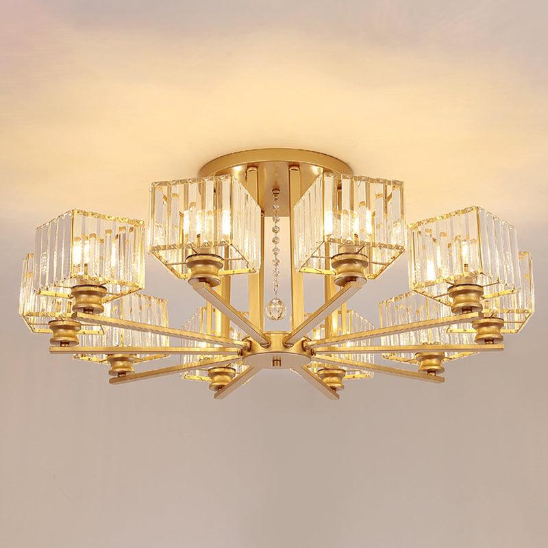 Artistic Radial Suspension Light Metallic Living Room Chandelier - Rebooters