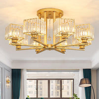 Artistic Radial Suspension Light Metallic Living Room Chandelier - Rebooters