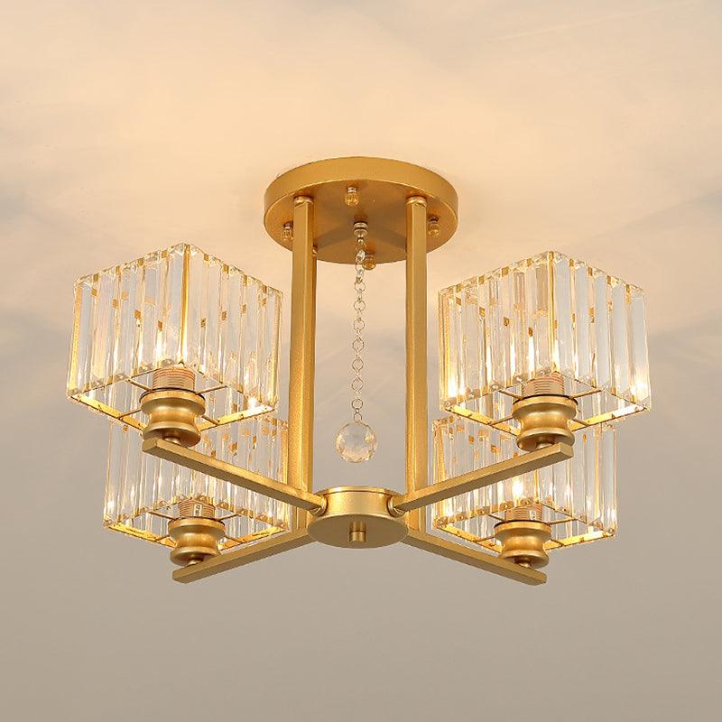 Artistic Radial Suspension Light Metallic Living Room Chandelier - Rebooters