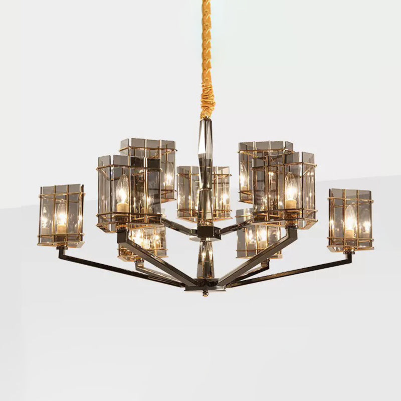 Triangle Chandelier Light Simplicity Smoked Glass Pendant - Rebooters