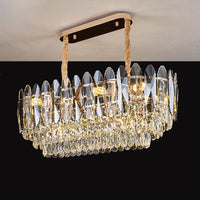 Artistic Tiered Chandelier Lighting Minimalist Clear K9 Crystal Pendant Light Gold - Rebooters