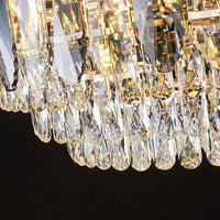 Artistic Tiered Chandelier Lighting Minimalist Clear K9 Crystal Pendant Light Gold - Rebooters