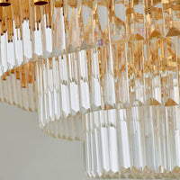 Artistic Tiered Round Suspension Light Clear Crystal Living Room Chandelier Light in Gold - Rebooters