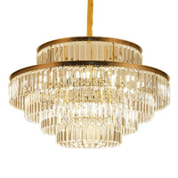 Artistic Circular Tiers Suspension Light Tri-Prism Crystal Chandelier in Gold - Rebooters