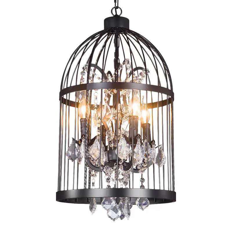 Birdcage Restaurant Ceiling Chandelier Farmhouse Crystal Light - Rebooters