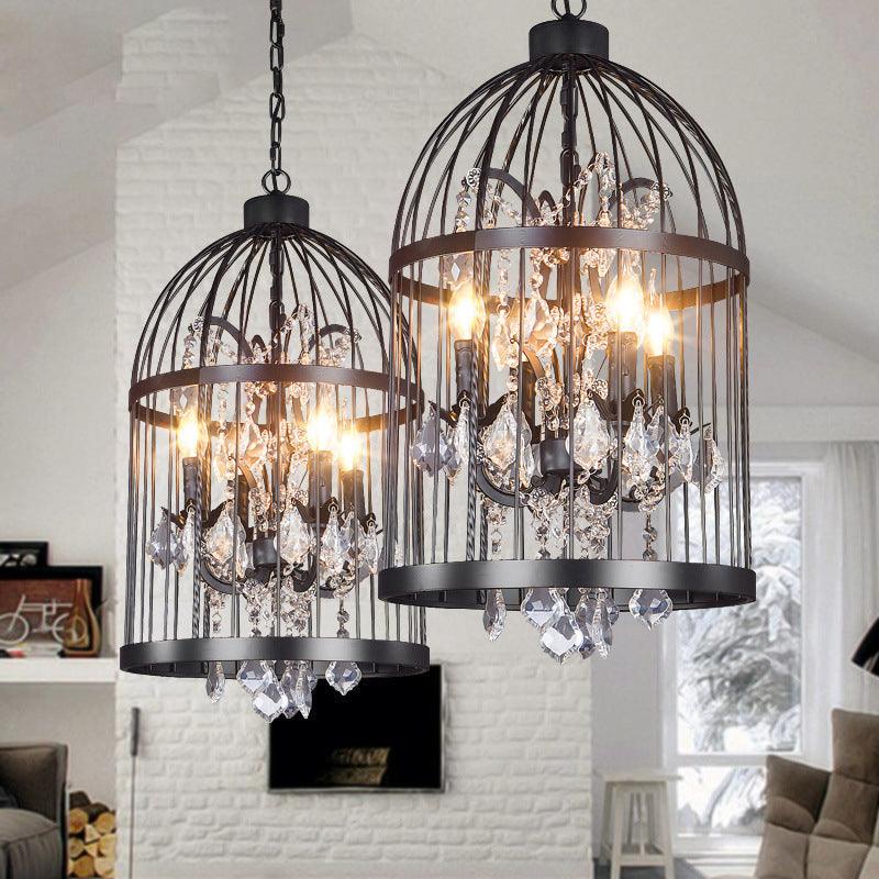 Birdcage Restaurant Ceiling Chandelier Farmhouse Crystal Light - Rebooters