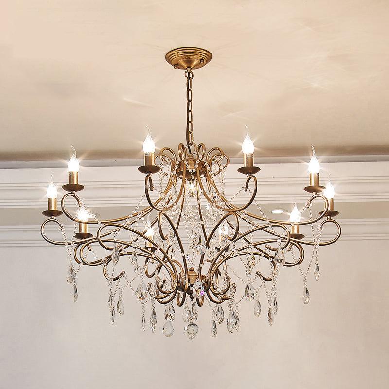 Gold Finish Ceiling Hang Light Vintage Metal Chandelier - Rebooters