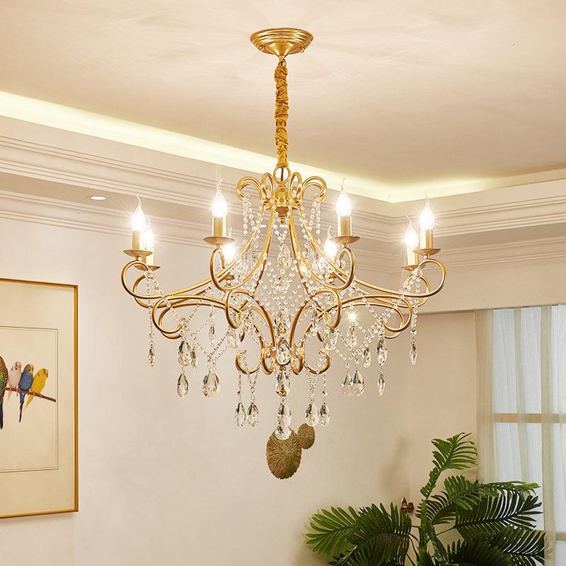 Gold Finish Ceiling Hang Light Vintage Metal Chandelier - Rebooters