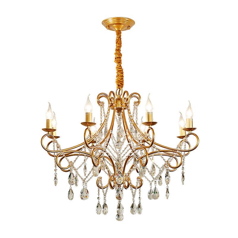 Gold Finish Ceiling Hang Light Vintage Metal Chandelier - Rebooters