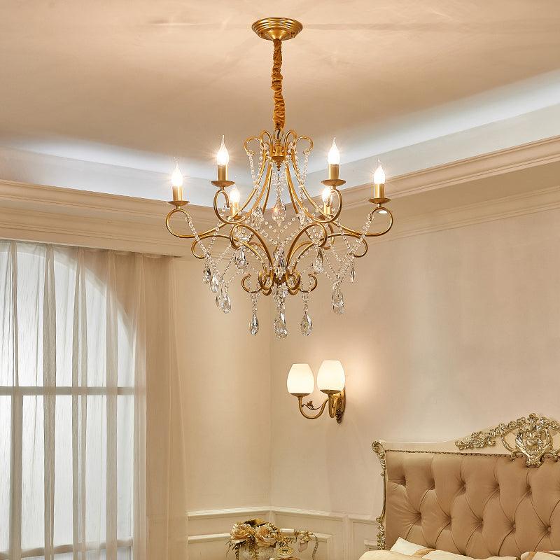 Gold Finish Ceiling Hang Light Vintage Metal Chandelier - Rebooters