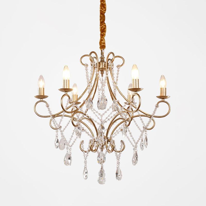 Gold Finish Ceiling Hang Light Vintage Metal Chandelier - Rebooters