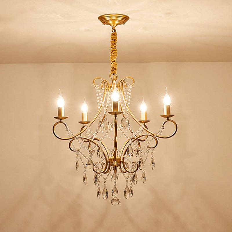 Gold Finish Ceiling Hang Light Vintage Metal Chandelier - Rebooters