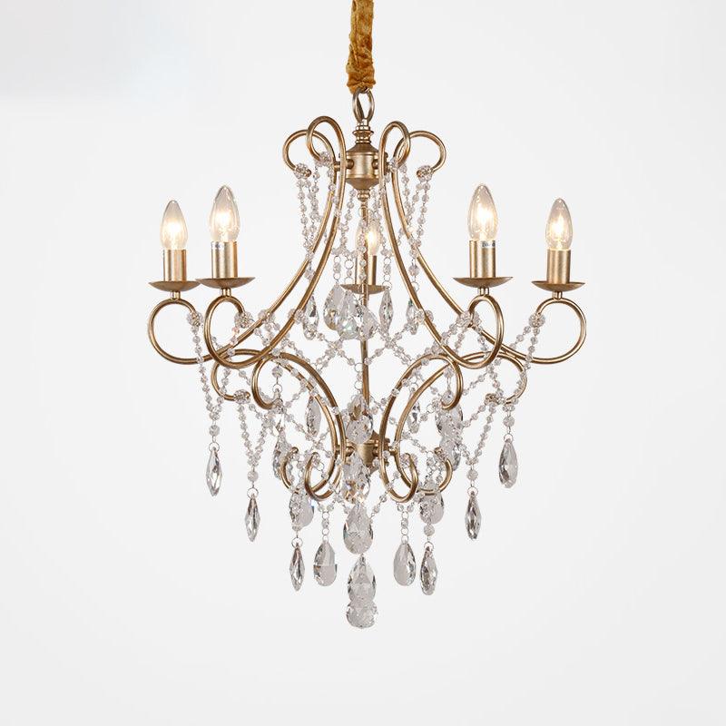 Gold Finish Ceiling Hang Light Vintage Metal Chandelier - Rebooters