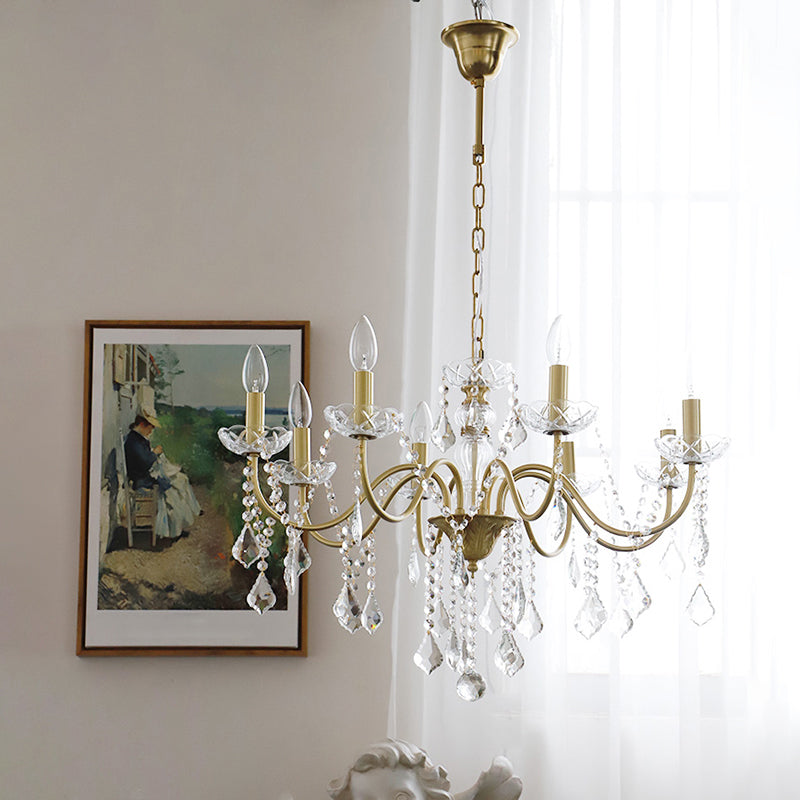 Faux Candle Hanging Pendant Light Rural Gold Chandelier - Rebooters