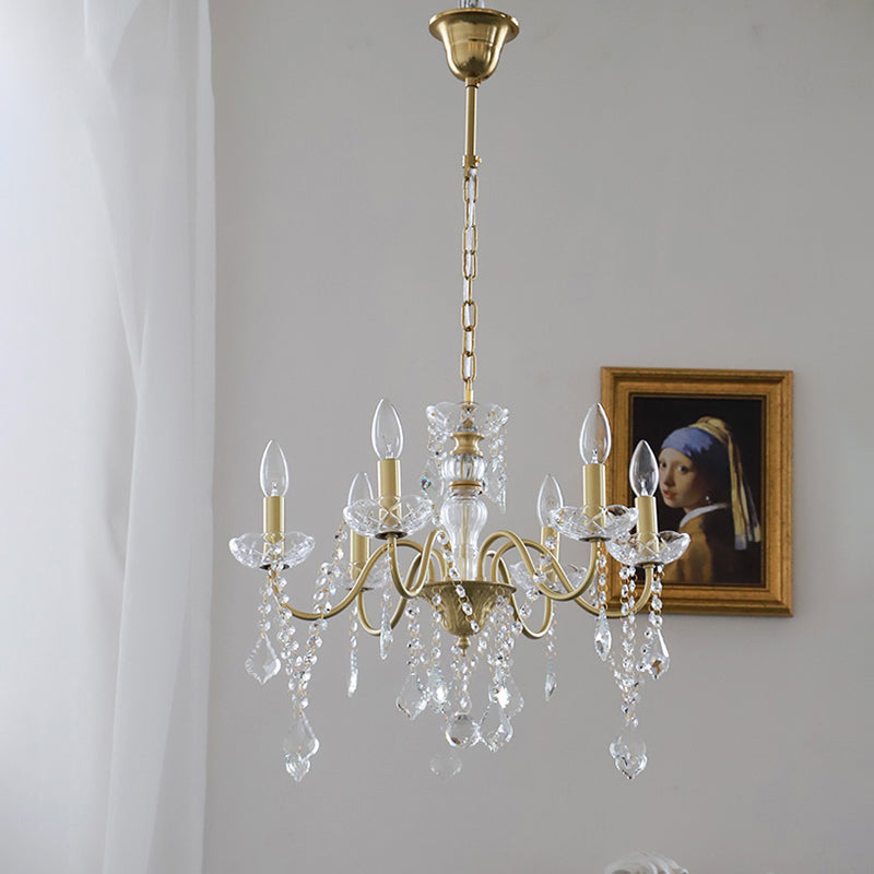 Faux Candle Hanging Pendant Light Rural Gold Chandelier - Rebooters