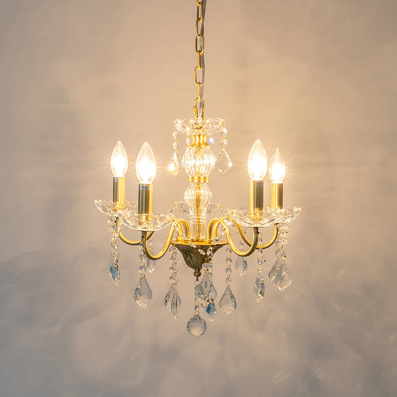 Faux Candle Hanging Pendant Light Rural Gold Chandelier - Rebooters