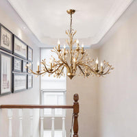 Amber Crystal Branch Pendant Chandelier Rustic Gold Lighting - Rebooters