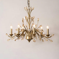 Amber Crystal Branch Pendant Chandelier Rustic Gold Lighting - Rebooters