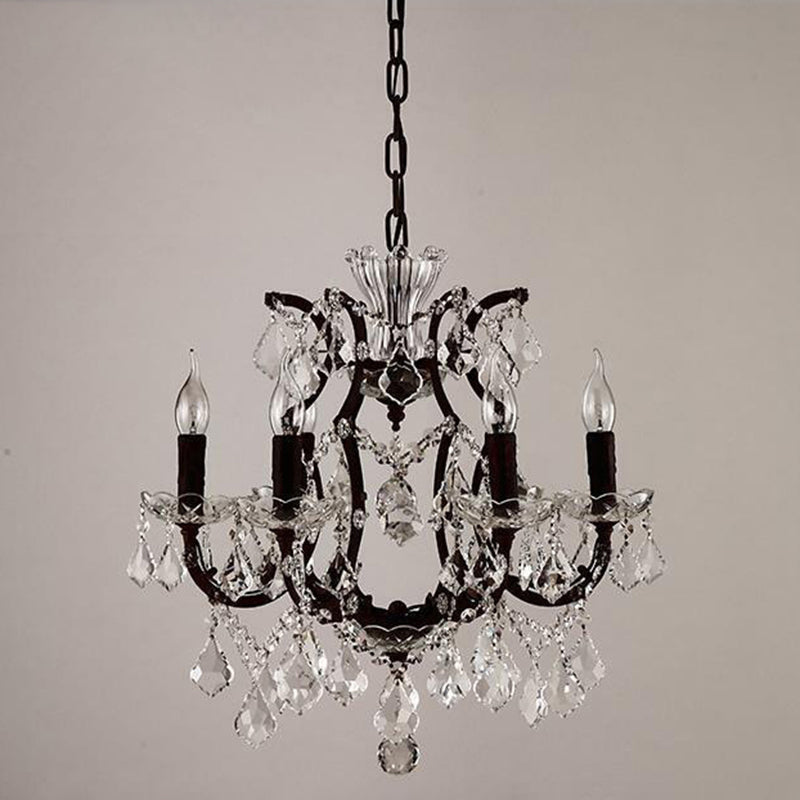 Vintage Candle Chandelier Pendant Light Crystal Draping Ceiling Hang Light in Rust - Rebooters