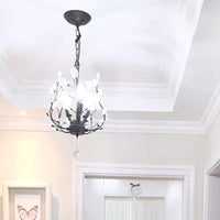 3-Bulb Branch Shaped Hanging Lamp Rural Beveled Crystal Ceiling Chandelier - Rebooters