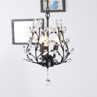 3-Bulb Branch Shaped Hanging Lamp Rural Beveled Crystal Ceiling Chandelier - Rebooters