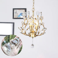 3-Bulb Branch Shaped Hanging Lamp Rural Beveled Crystal Ceiling Chandelier - Rebooters