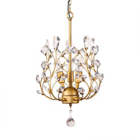 3-Bulb Branch Shaped Hanging Lamp Rural Beveled Crystal Ceiling Chandelier - Rebooters