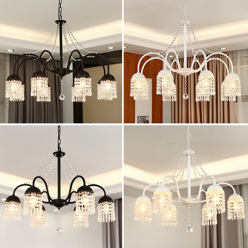 Crystal Tassel LED Chandelier Lamp Country Style Living Room - Rebooters