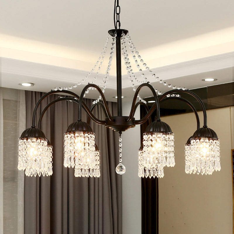 Crystal Tassel LED Chandelier Lamp Country Style Living Room - Rebooters