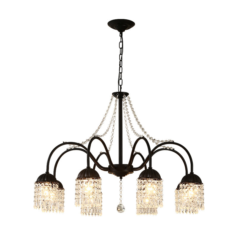 Crystal Tassel LED Chandelier Lamp Country Style Living Room - Rebooters