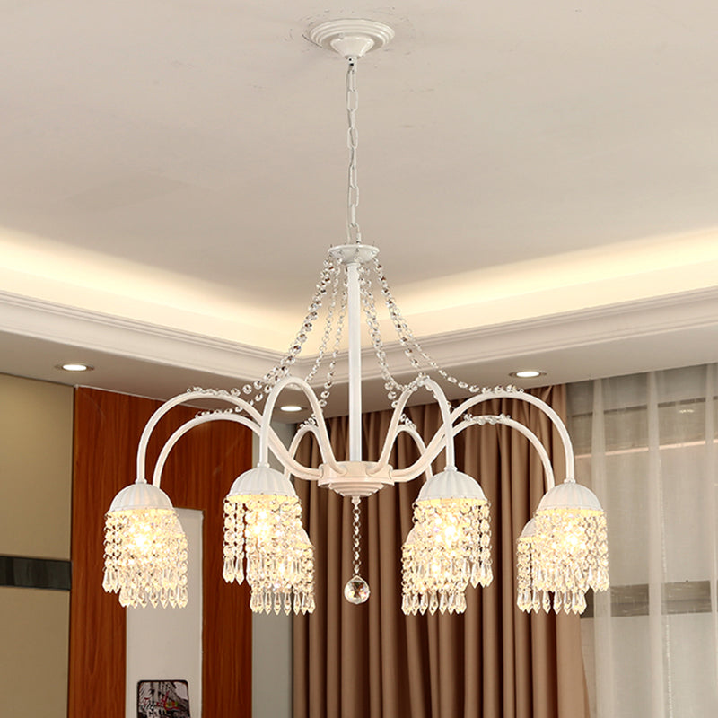 Crystal Tassel LED Chandelier Lamp Country Style Living Room - Rebooters