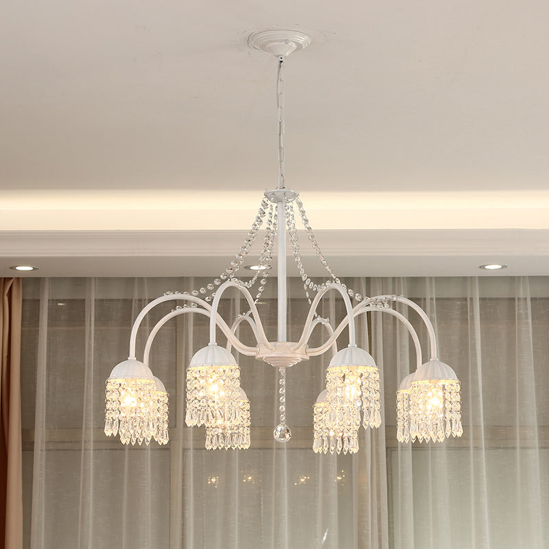 Crystal Tassel LED Chandelier Lamp Country Style Living Room - Rebooters