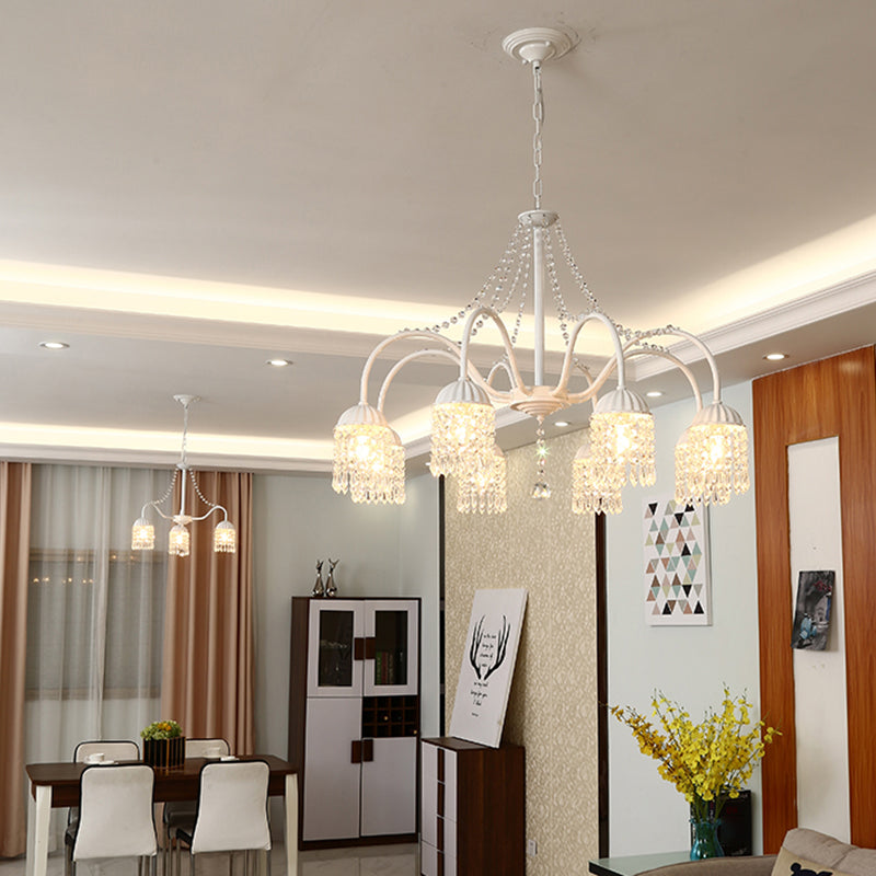 Crystal Tassel LED Chandelier Lamp Country Style Living Room - Rebooters
