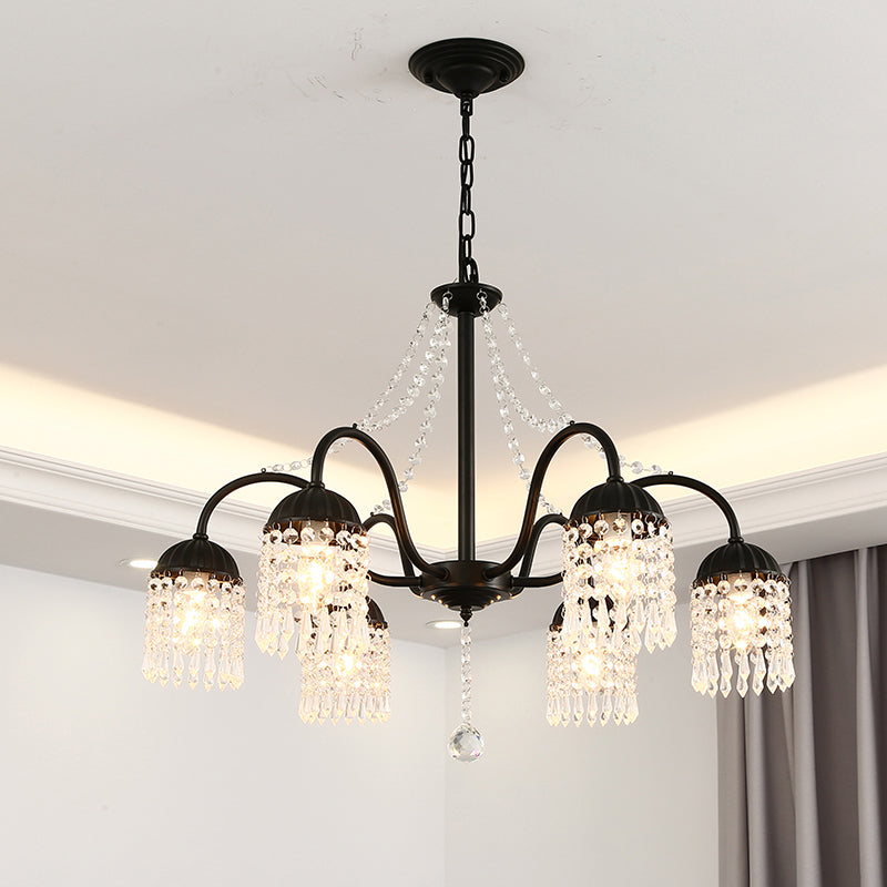 Crystal Tassel LED Chandelier Lamp Country Style Living Room - Rebooters