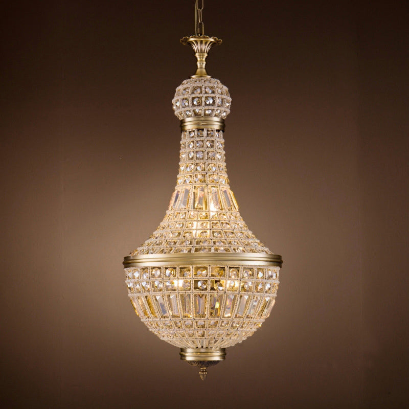 Brass Empire Chandelier French Country Crystal Pendant Light - Rebooters
