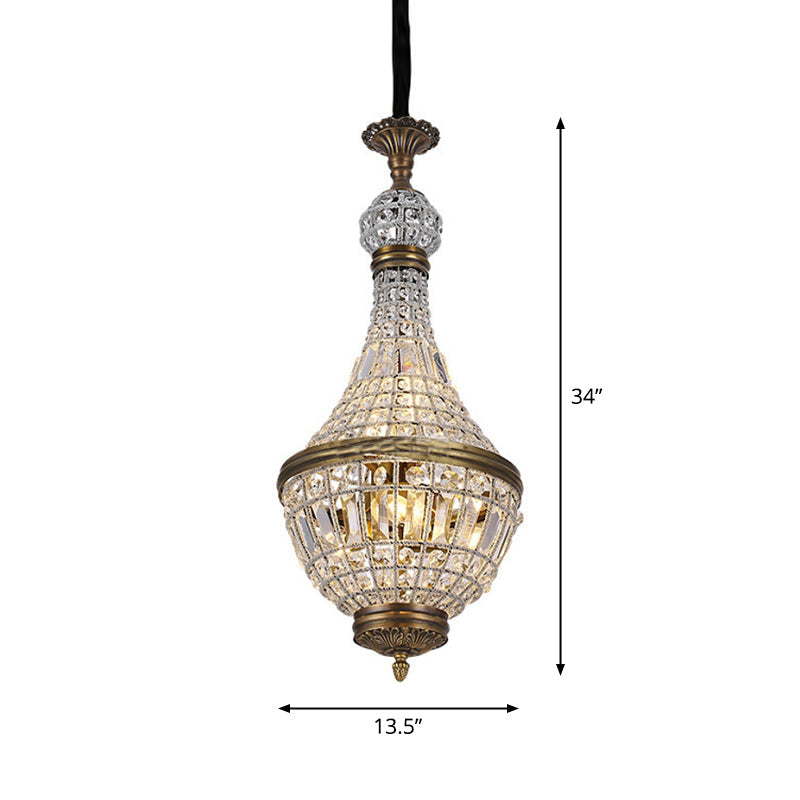 Brass Empire Chandelier French Country Crystal Pendant Light - Rebooters