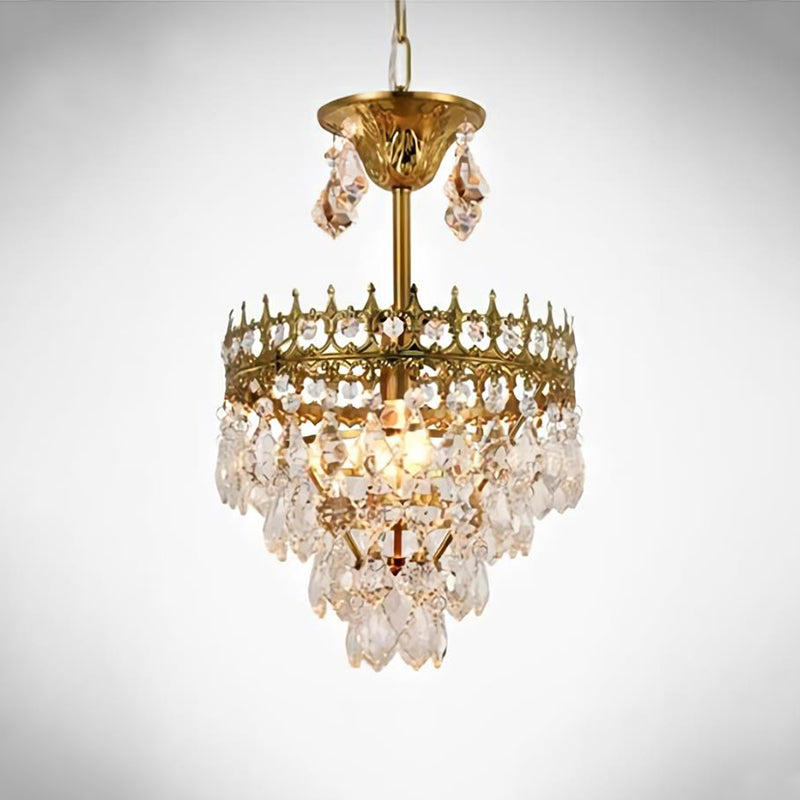 Victorian Crown Shaped Hanging Lamp Clear Teardrop Crystal Chandelier - Rebooters
